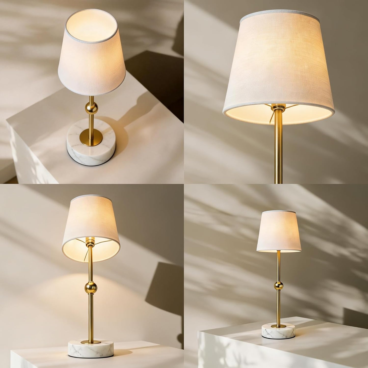 17.5" Cordless Table Lamp – Battery Operated Lamp & Rechargeable Lamp & Dimmable with Detachable Magnetic Bulb, Marble