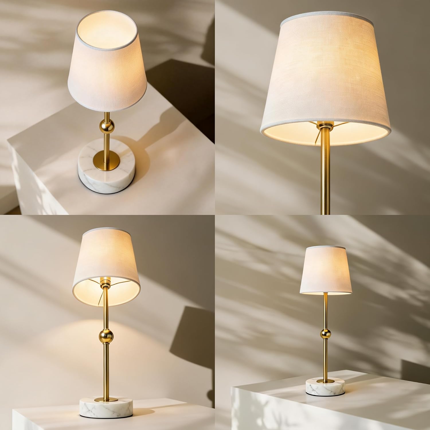 17.5" Cordless Table Lamp – Battery Operated Lamp & Rechargeable Lamp & Dimmable with Detachable Magnetic Bulb, Marble