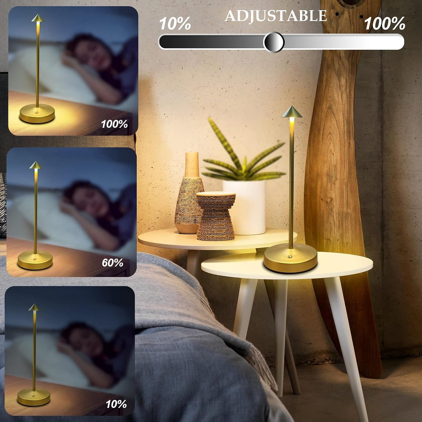 Rechargeable Cordless Lamps,3000mAh Battery Operated Table Lamp,Portable LED Touch 2 Levels Brightness Dimmable Bar