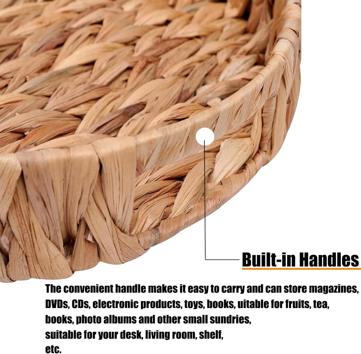 Water Hyacinth Wicker Serving Tray / 11.8 x 1.9