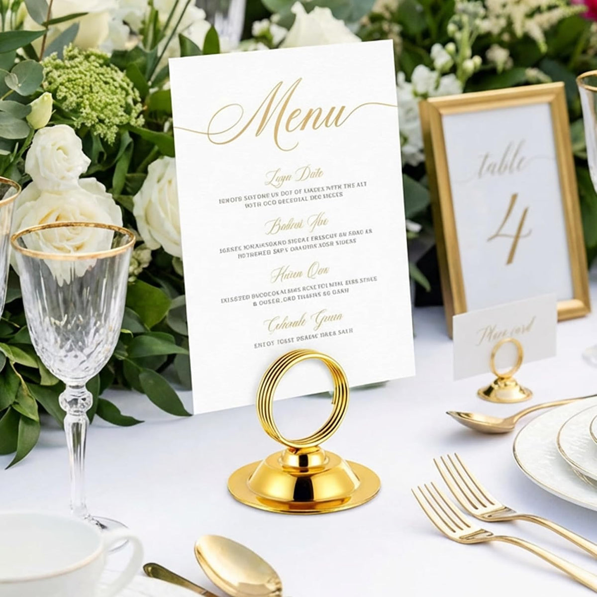 ERYTLLY 16 PK Place Card Holders Table Card Holder Steel Card Holders for Weddings,Birthdays,Photos, Memo Notes