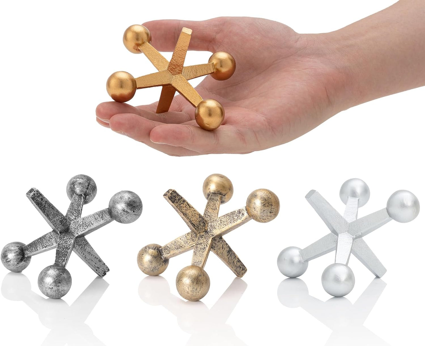 Small Jack Retro Charm Knick Knacks / Silver / 4 Inch / Set of 2
