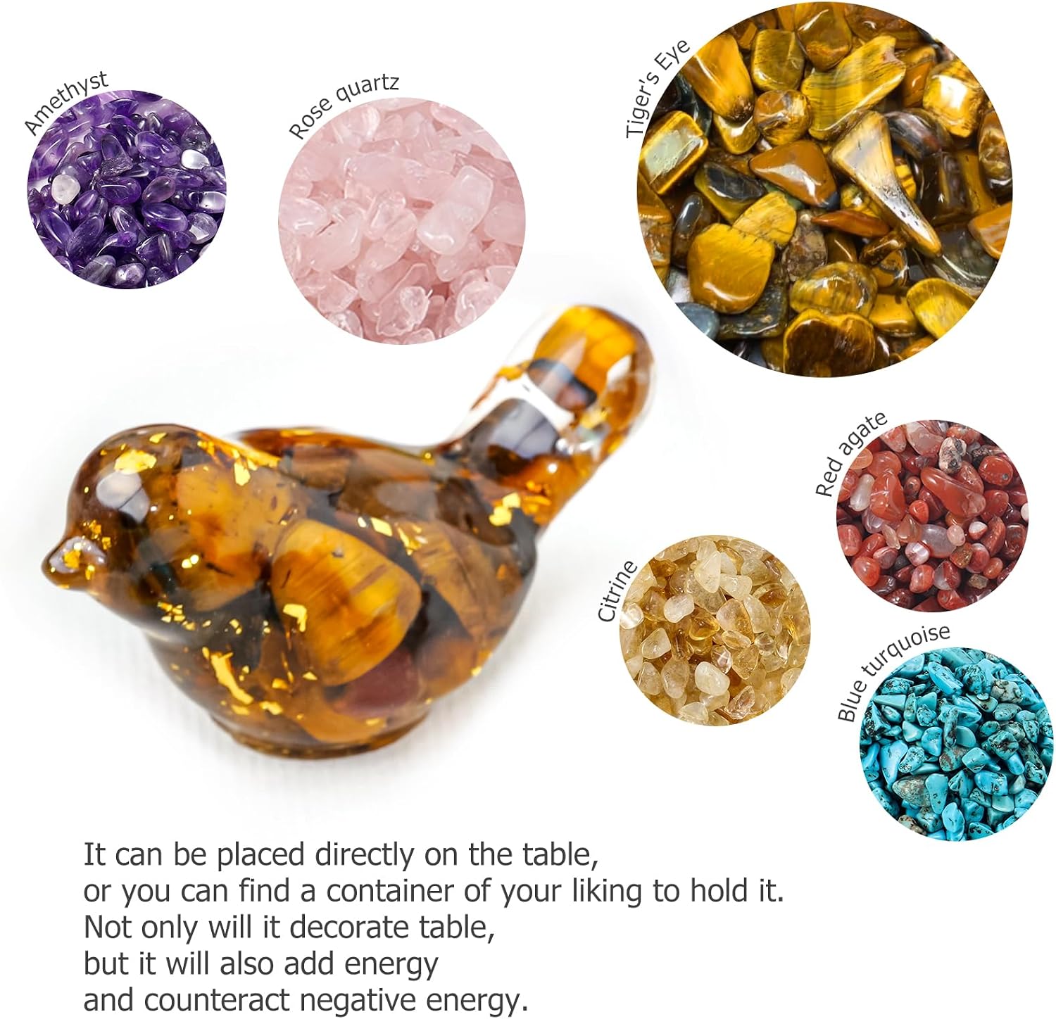 Crystal Figurines Resin Animal Statues Decorative Gravel Birds Decor / Bird / 1.57*0.78 / Set of 10