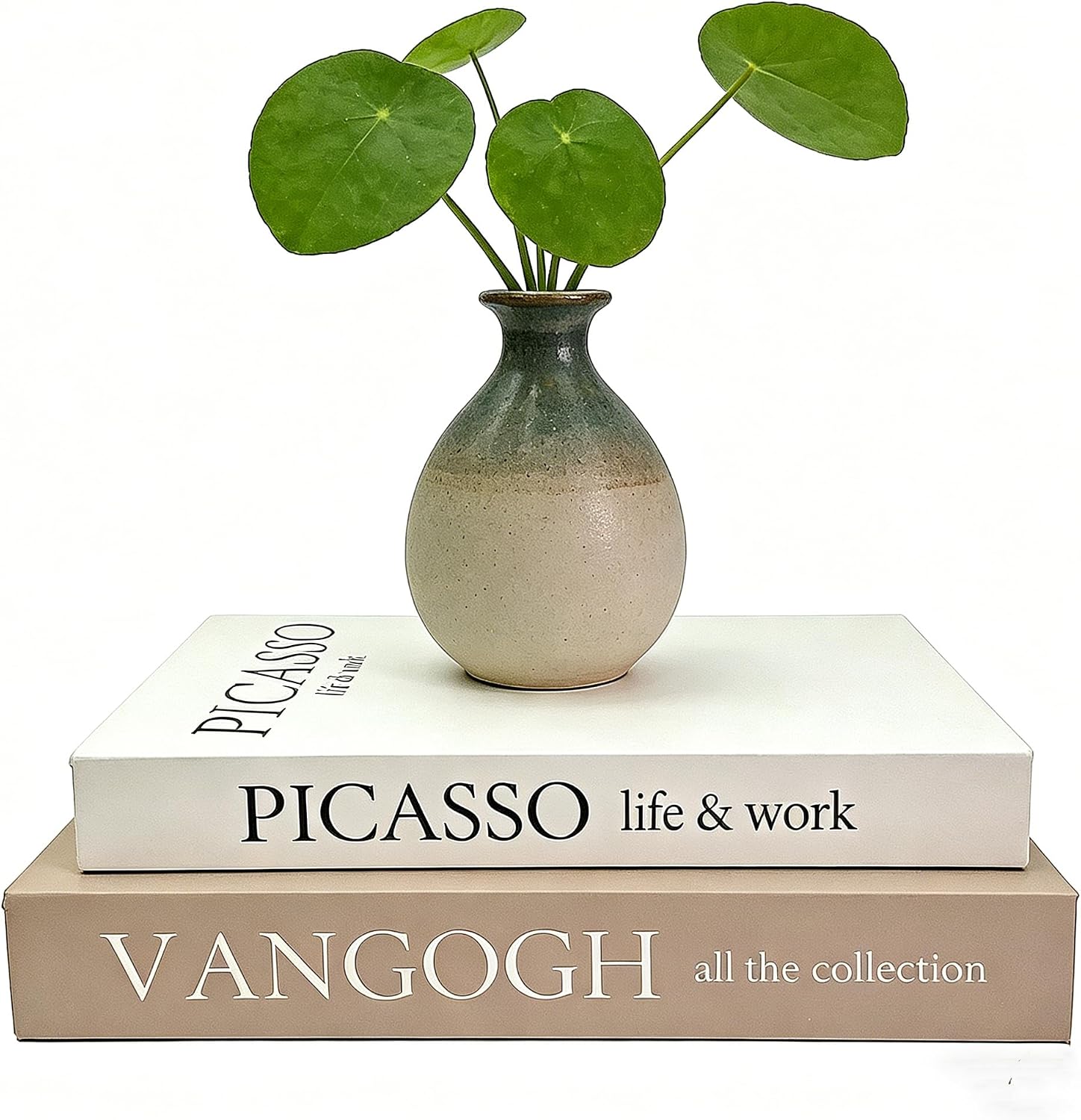 Linen Faux Fake Books for Decor Aesthetic / Beige & Apricot / Set of 2