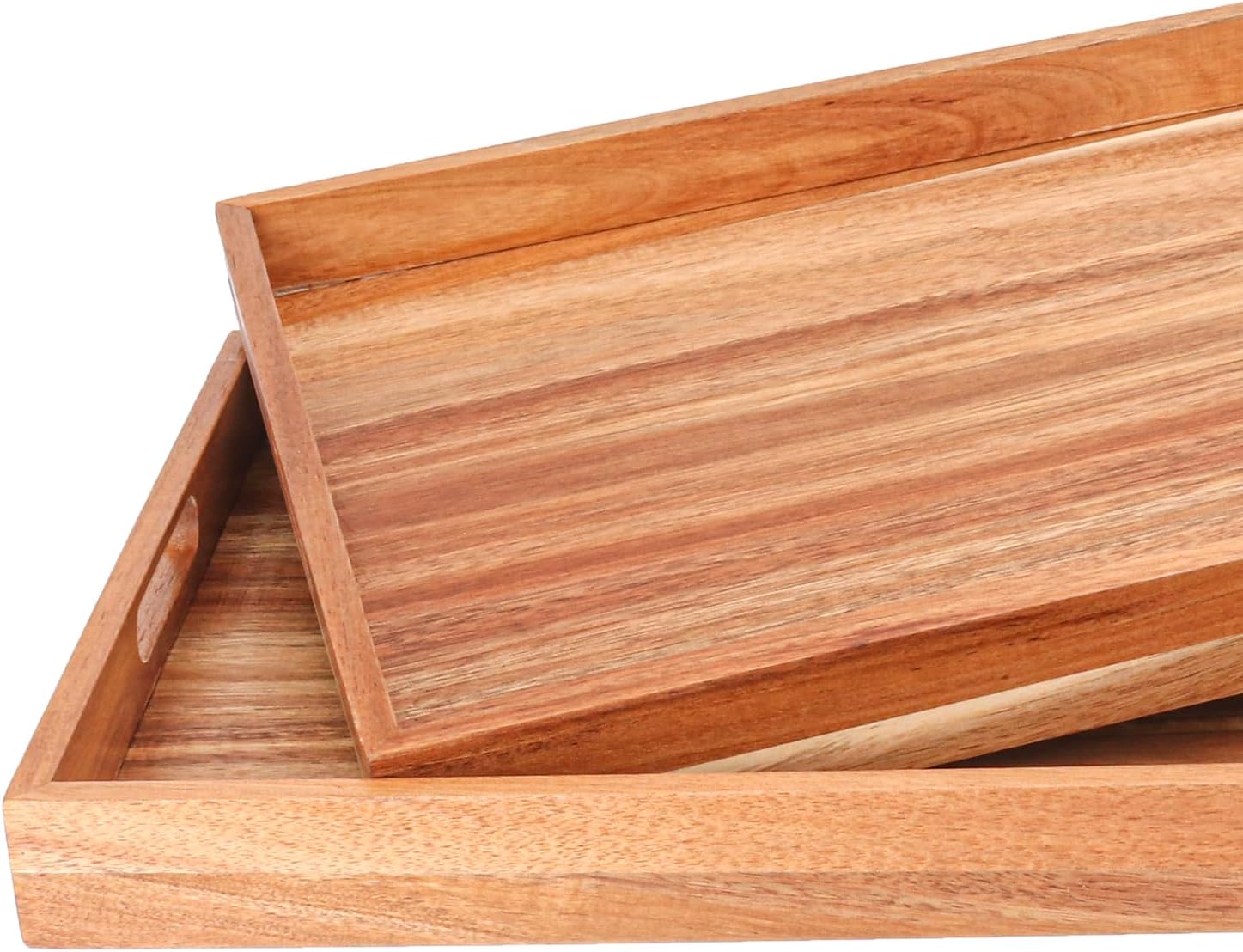 Acacia Wood Serving Tray / 17 x 11.5 / Set of 2