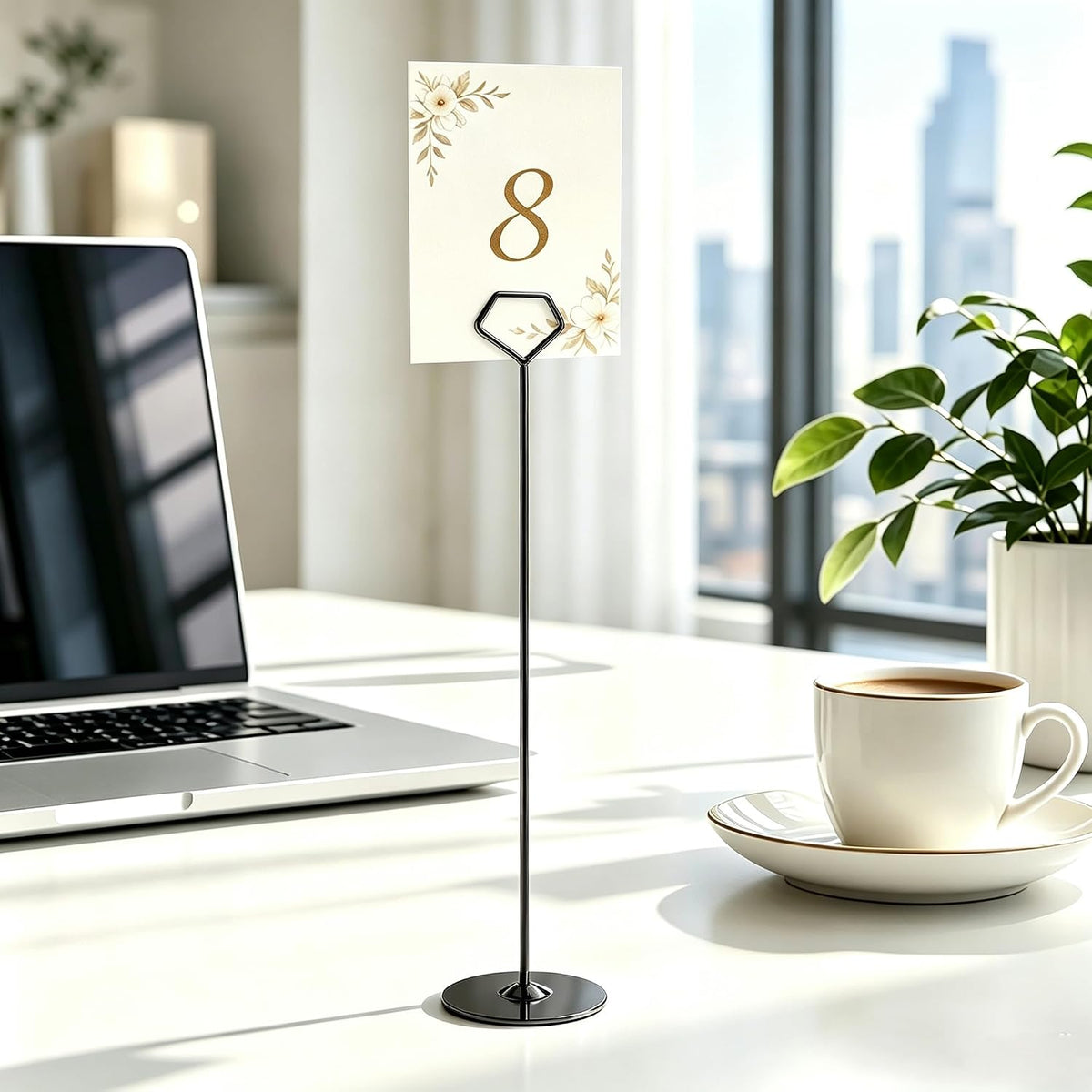 16 Pack 12 Inch Table Number Holders, Black Diamond Place Card Holders | Steel Table Card Stands for Weddings