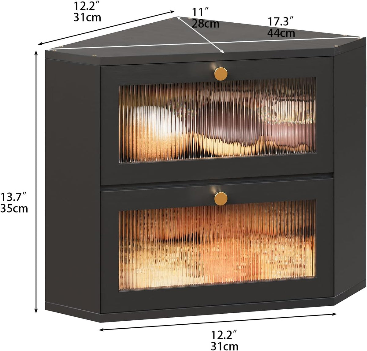 Trironsun Corner Bamboo Bread Box for Kitchen Counter Double Layer Bread Storage Container Large Capacity Bread Storage
