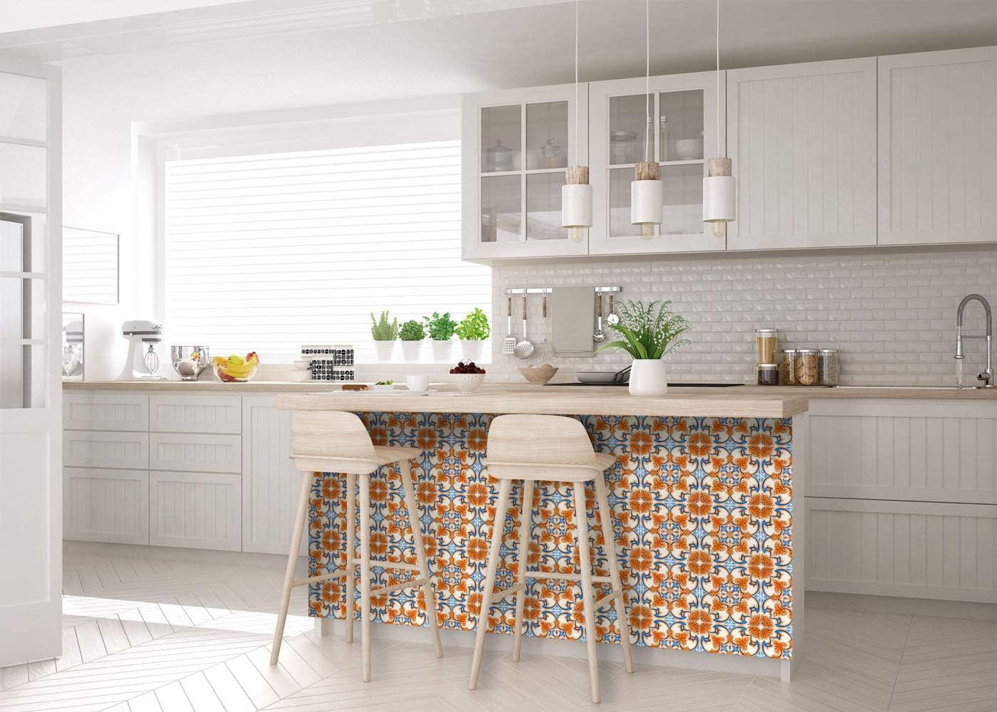 Backsplash Peel and Stick Tile Stickers 24 PC Set Authentic Tile Decals / 4 x 4 / Vintage Orange H7