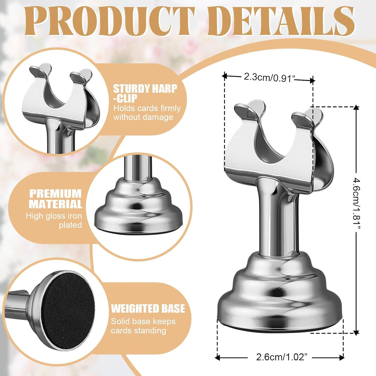 24 Pcs Silver Table Number Holder Metal 1.8 in Place Card Holder | Harp Clip Place Cards Stands for Wedding Restaurant