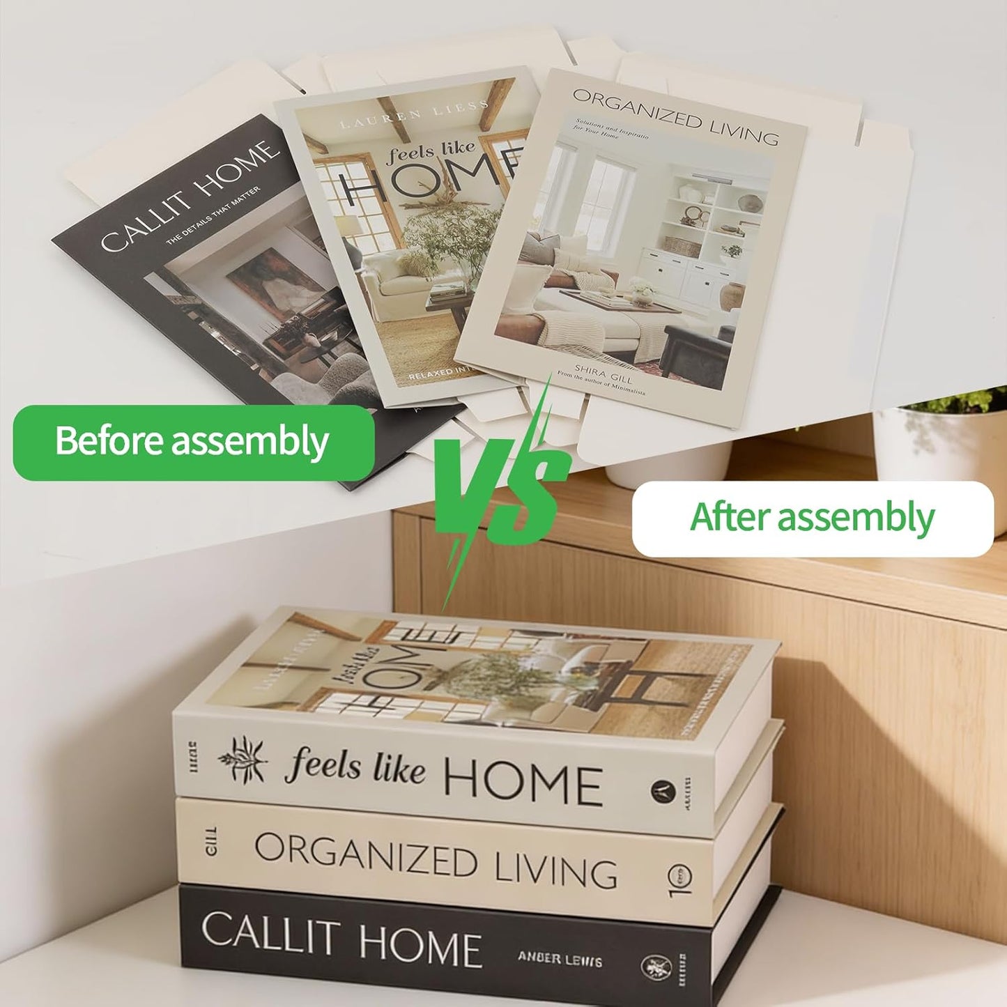 Faux Decorative Books / 3-callit Home Organizde Living / Set of 3