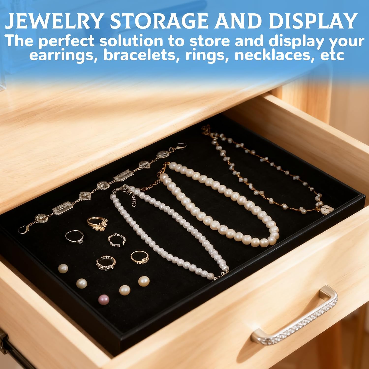 Velvet Stackable Jewelry Tray Showcase Display / Black / Set of 6