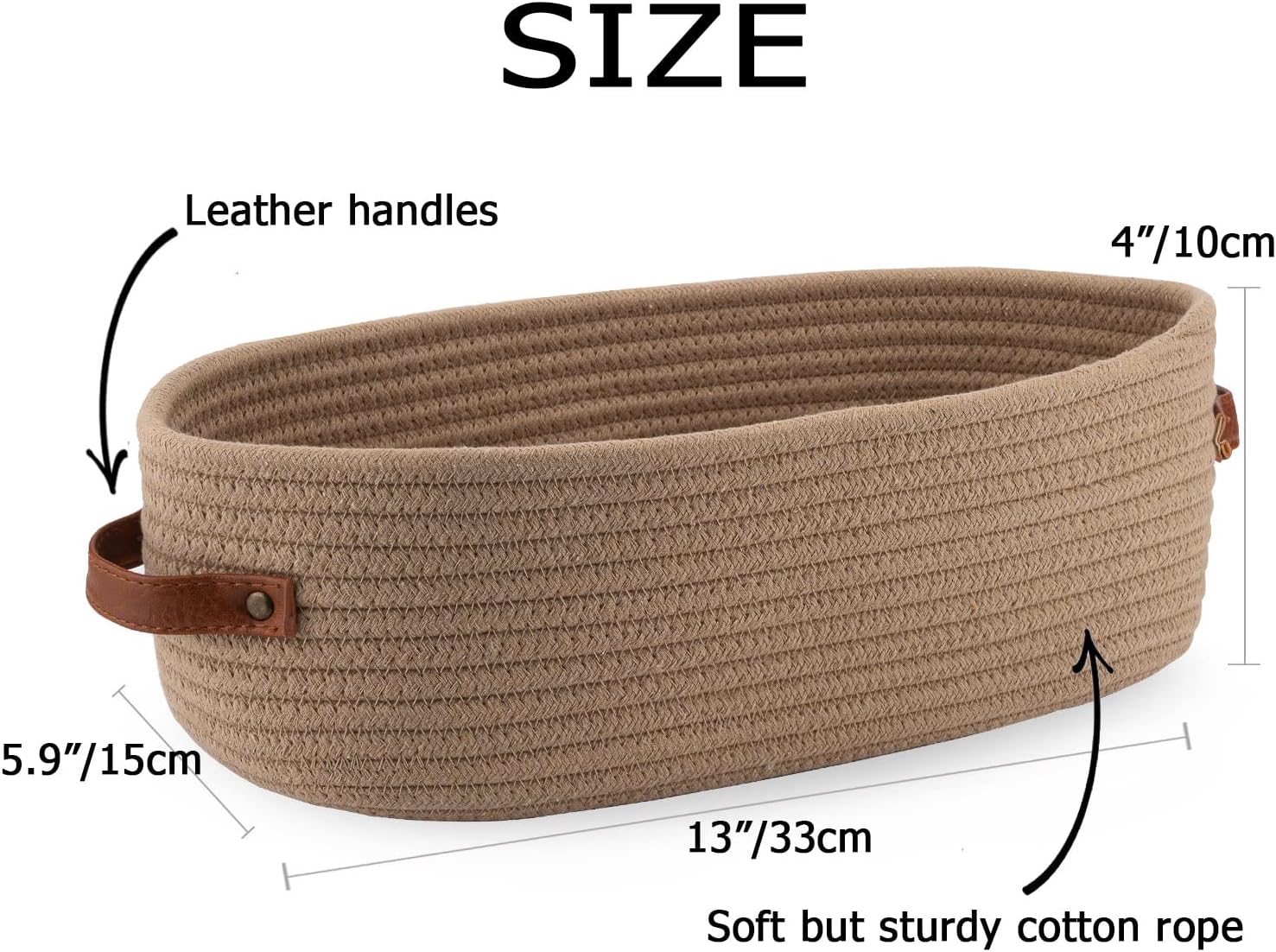 Storage Basket Boho Decor Baskets for Organizing Woven Decorative Basket for Countertop / Khaki