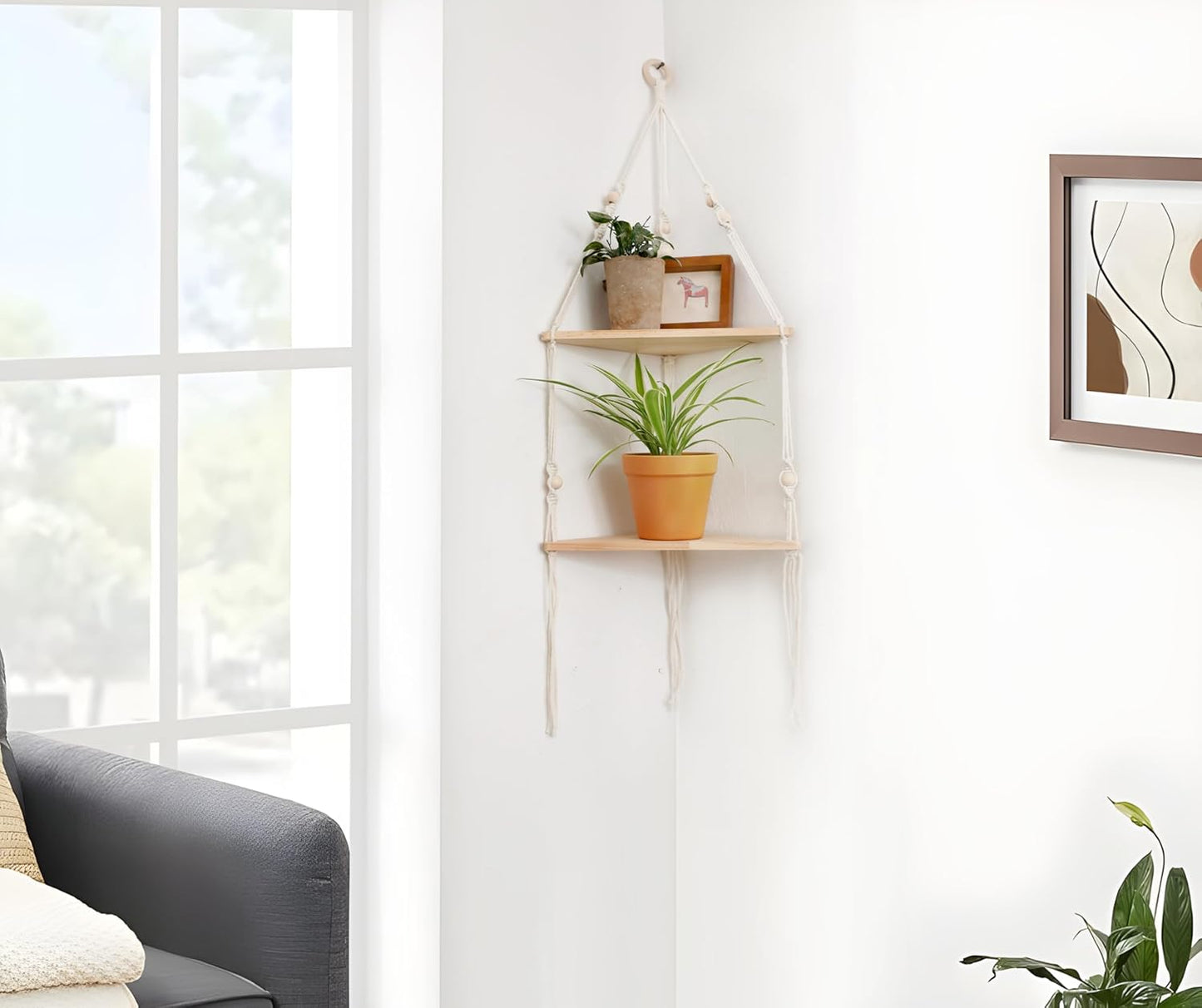 2 Tier Wood Floating Shelves / White - 2 Tier