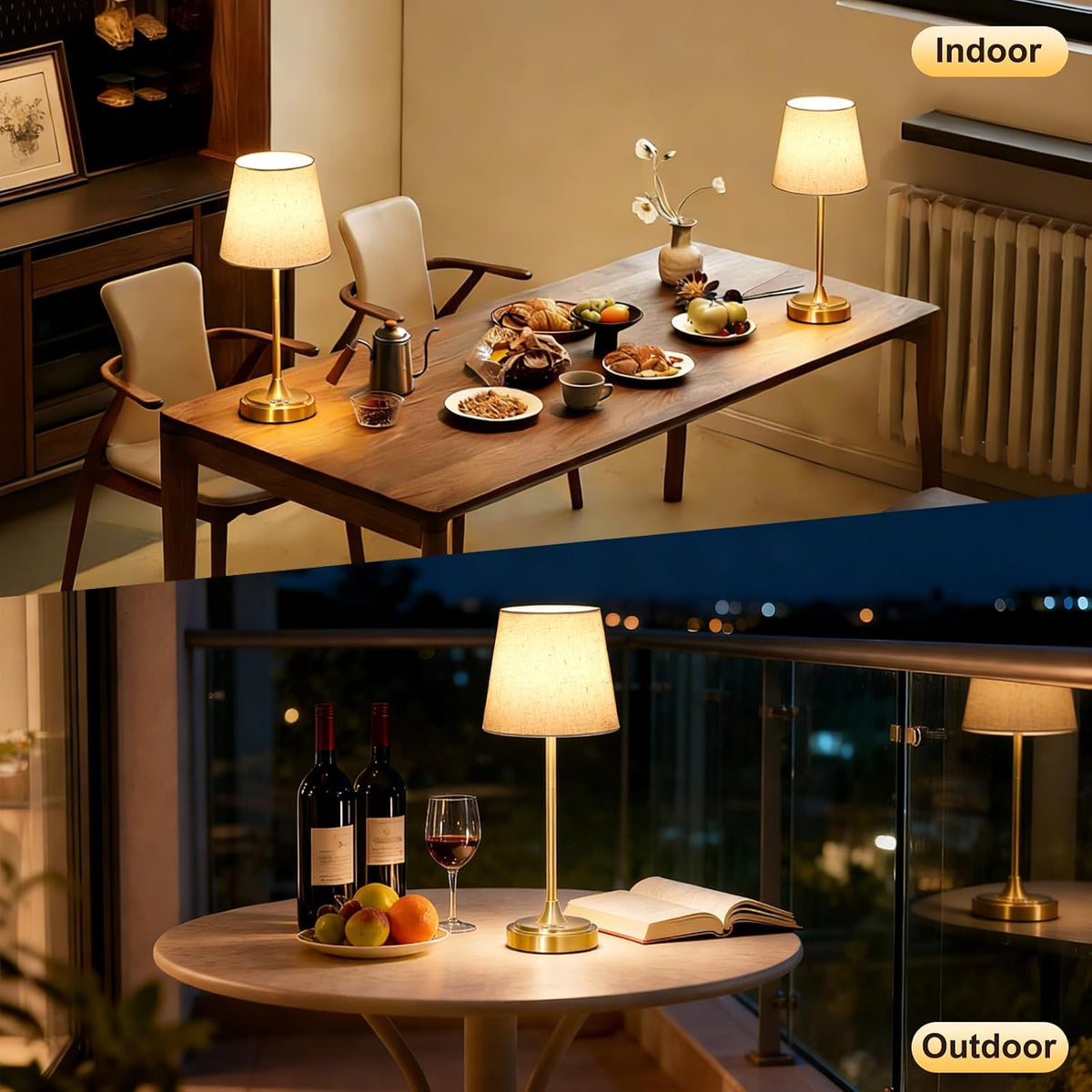 Wowag Cordless Table Lamp Rechargeable,5000mAh Battery Operated Desk Lamp,3 Colors & 7 RGB Stepless Dimmable,Touch