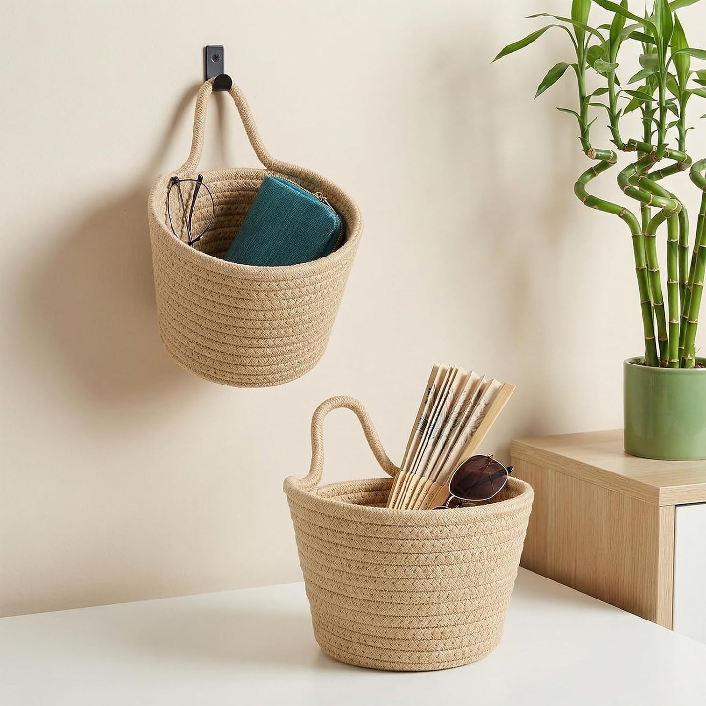 Woven Storage Organizers Storage Organizers and Decoration Pocket Boho Style Wall / Set of 4