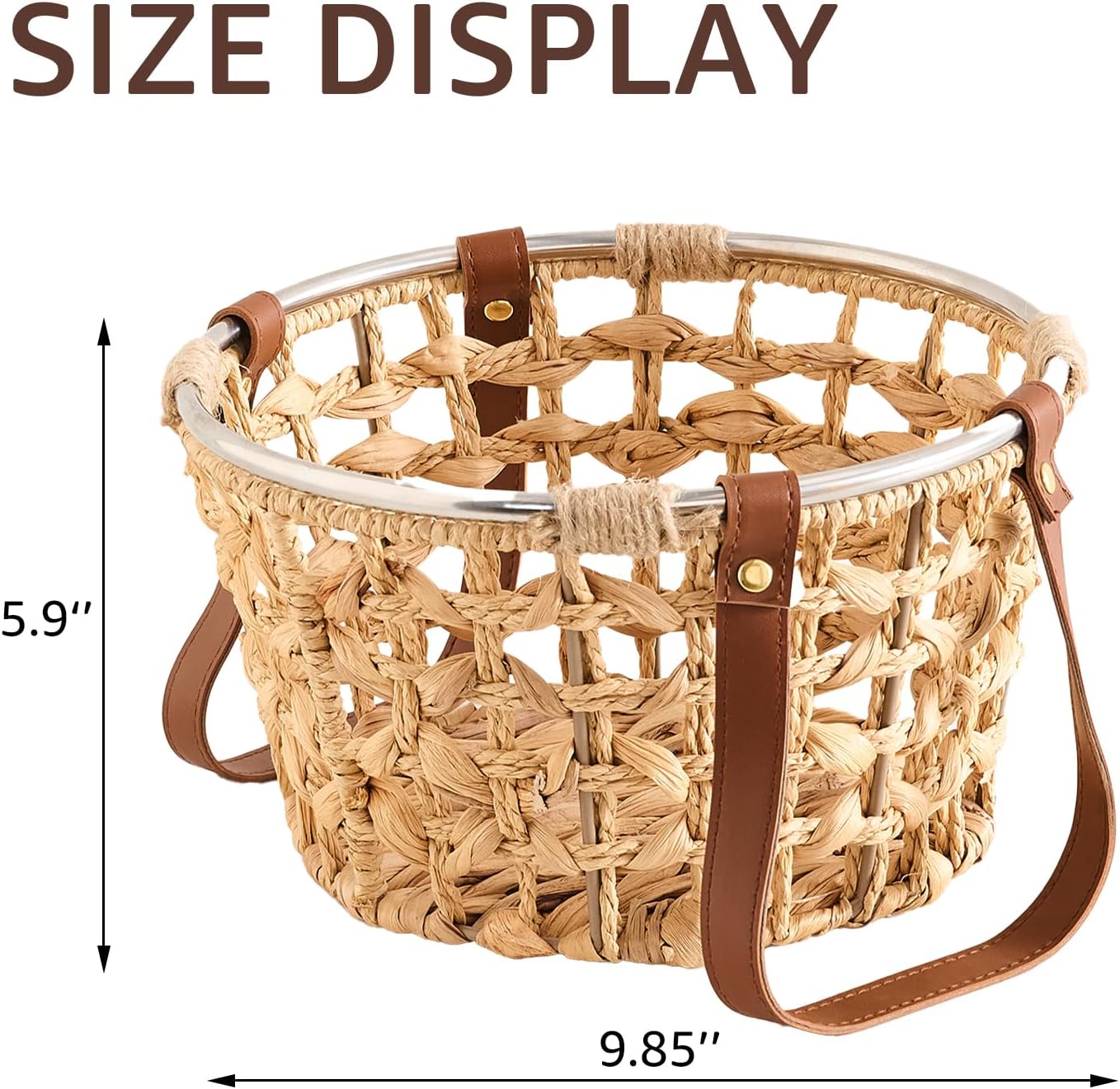 Farmhouse Wicker Egg Basket for Collecting Fresh Eggs / Round-water Hyacinth / Brown