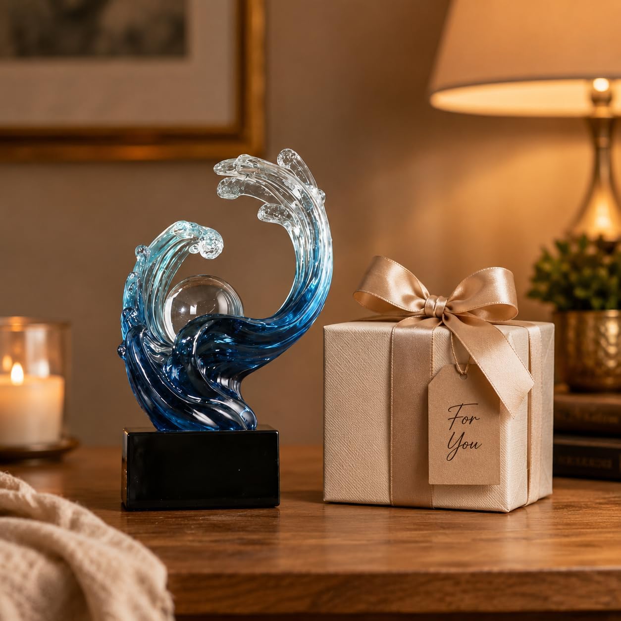 Modern Abstract Decorative Wave Statue / Blue