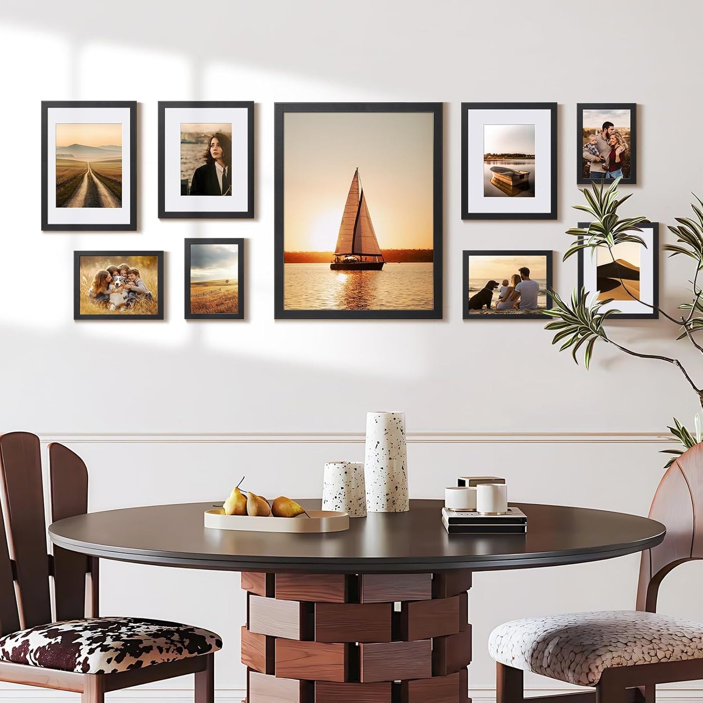 Picture Frames / Mat or Without / 4 x 6 / Black / Set of 10