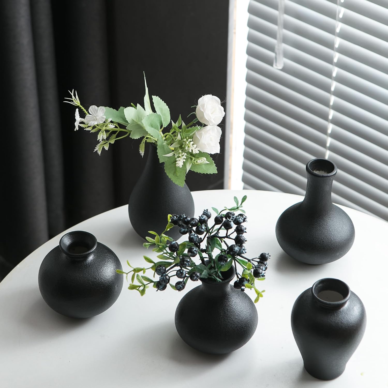 Ceramic Bud Vase / Black / Set of 5