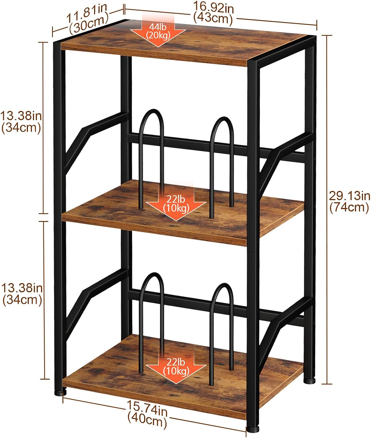 Record Player Stand, Turntable Stand with Vinyl Record Storage | Vinyl Record Player Table Holds 200 Albums, 3 Tier End