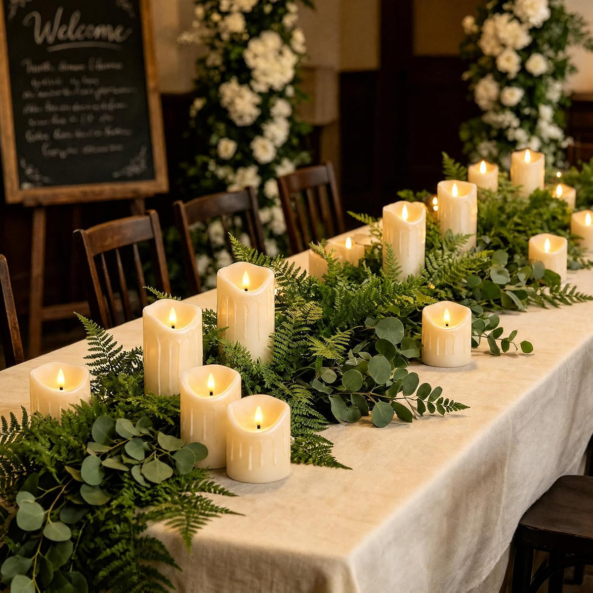 9 Pcs Flickering Flameless LED Pillar Candles, (D 3" x H 3" 4" 5" 6" 7") Battery Operated with Remote Plastic Wax Drip