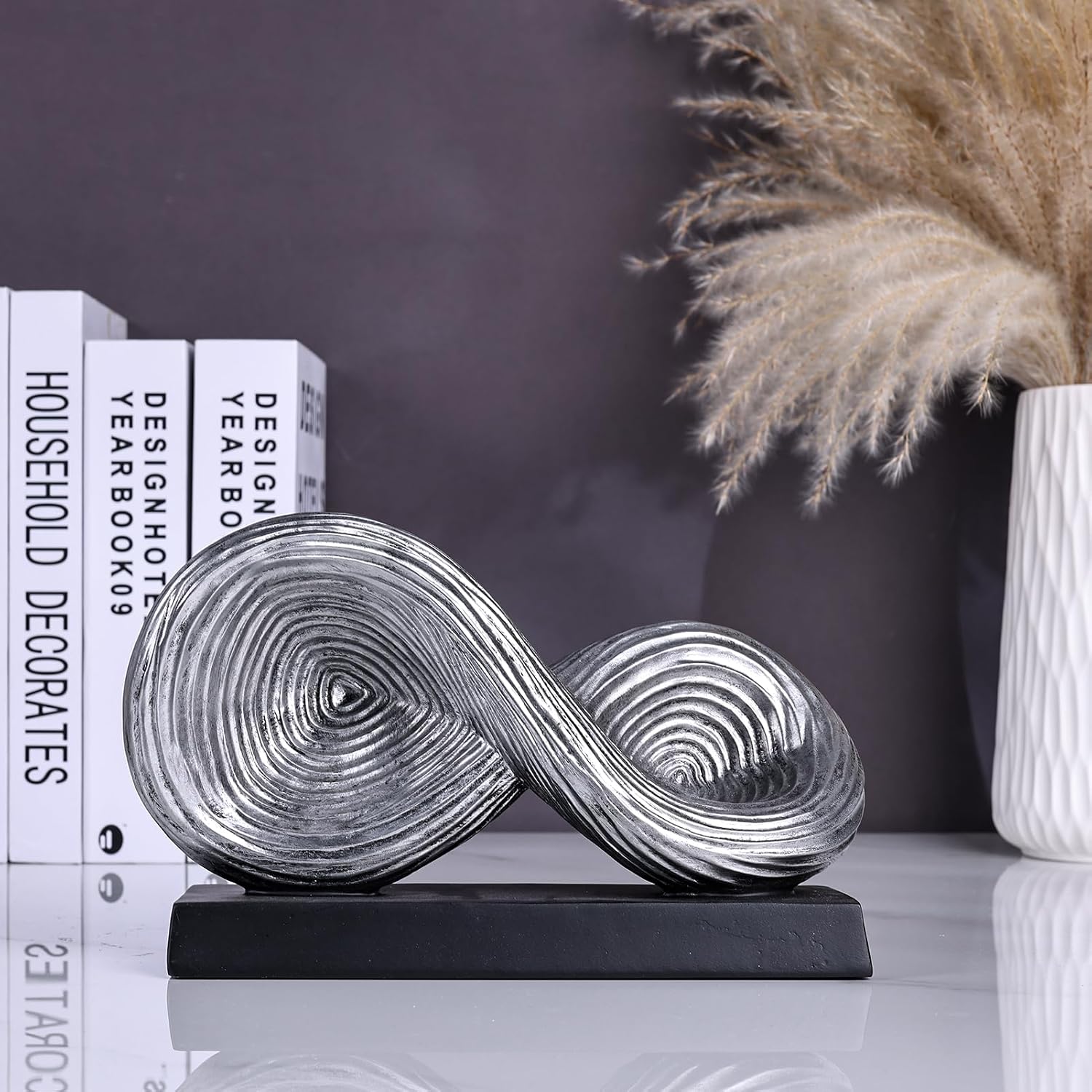 Modern Infinity Loop Symbol Sculpture / Silver