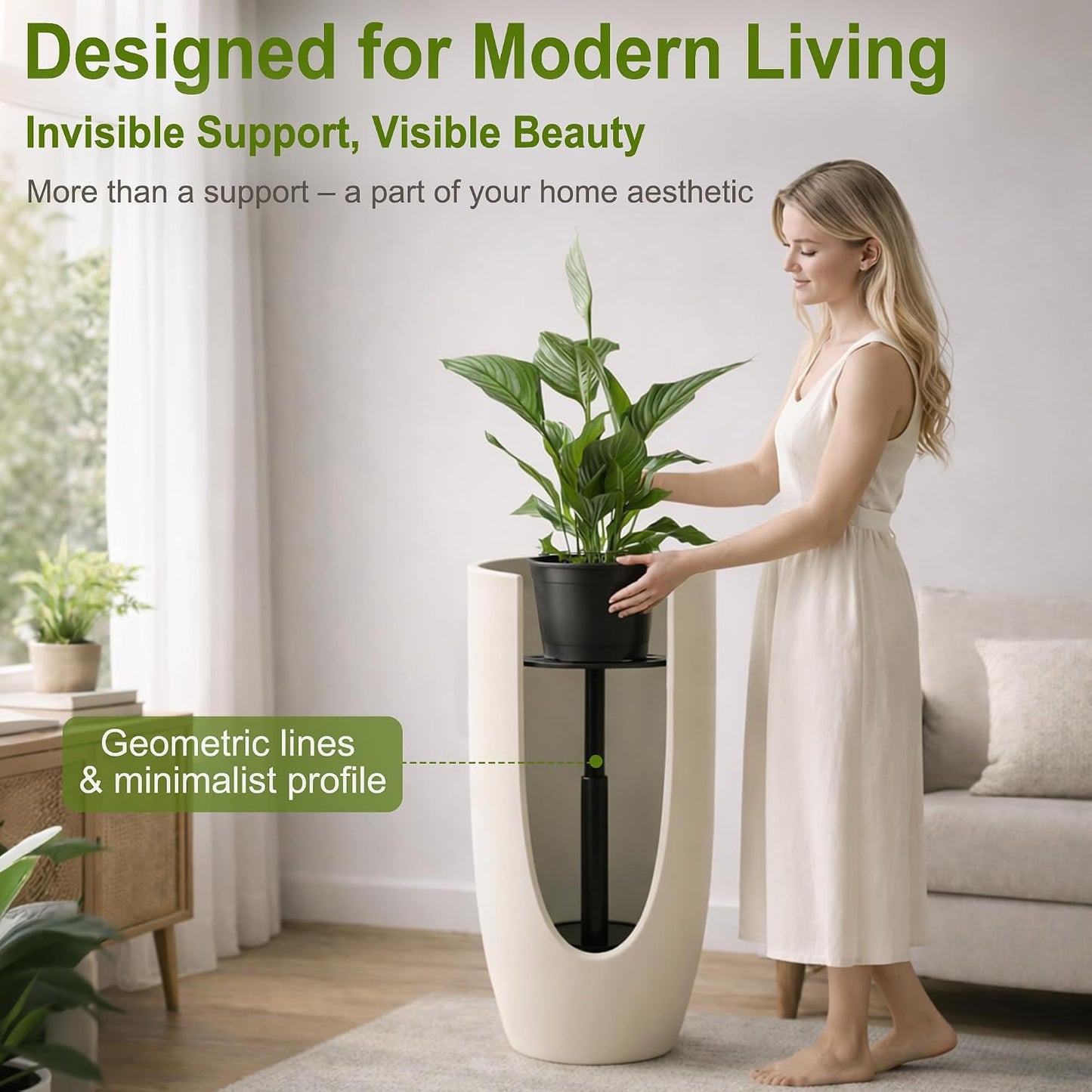 Adjustable Plant Risers for Inside Pots, 10-17 Inch Lift Height | Round Planter Insert for Tall Pots, 2 Stands, 2 x 8"