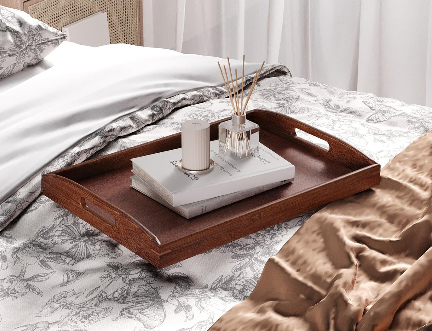 Bamboo Serving Tray / Brown / 2 PC / Set of 2