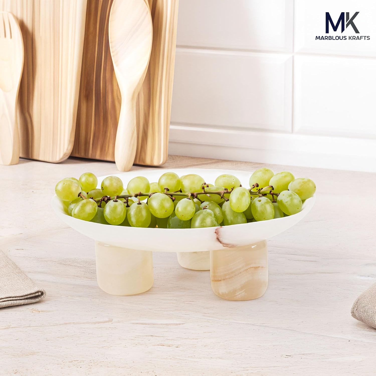 Fruit Bowl Tray / White Onyx / 8 Inch