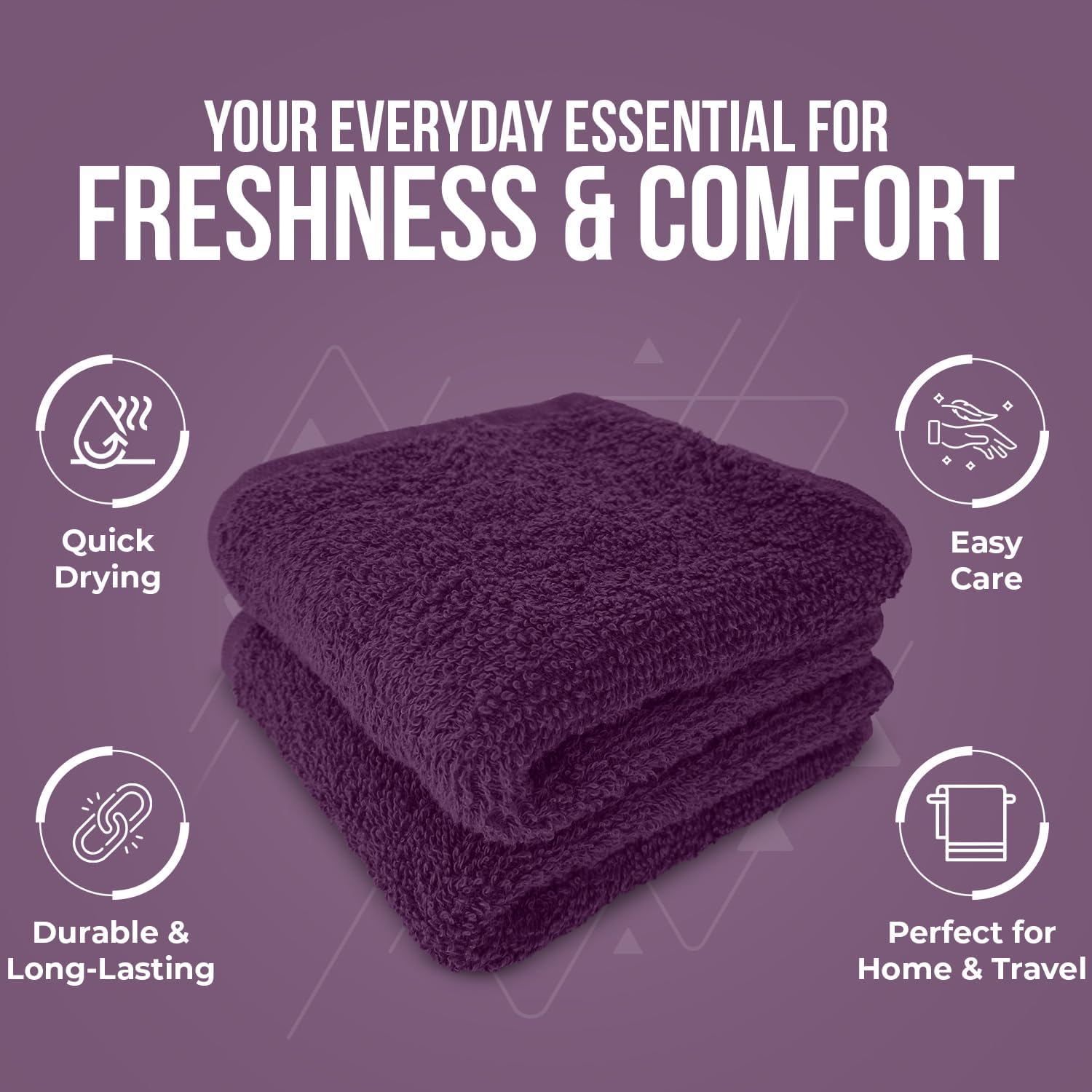 DAN RIVER 24 Pack Cotton Wash Cloths Set for Showering [12x12] Purple | Lighter Weight, Quick to Dry, Super Soft &