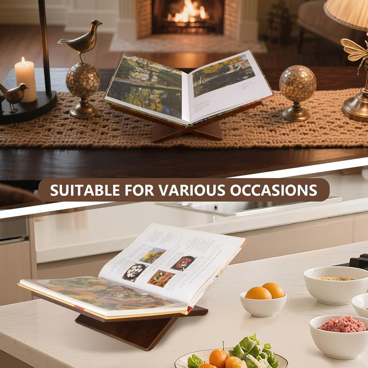 Open Display Stand, Wooden Large Book Holder, Coffee Table Stand | Wood Easel for Magazine, Art, Cook Book, Bible