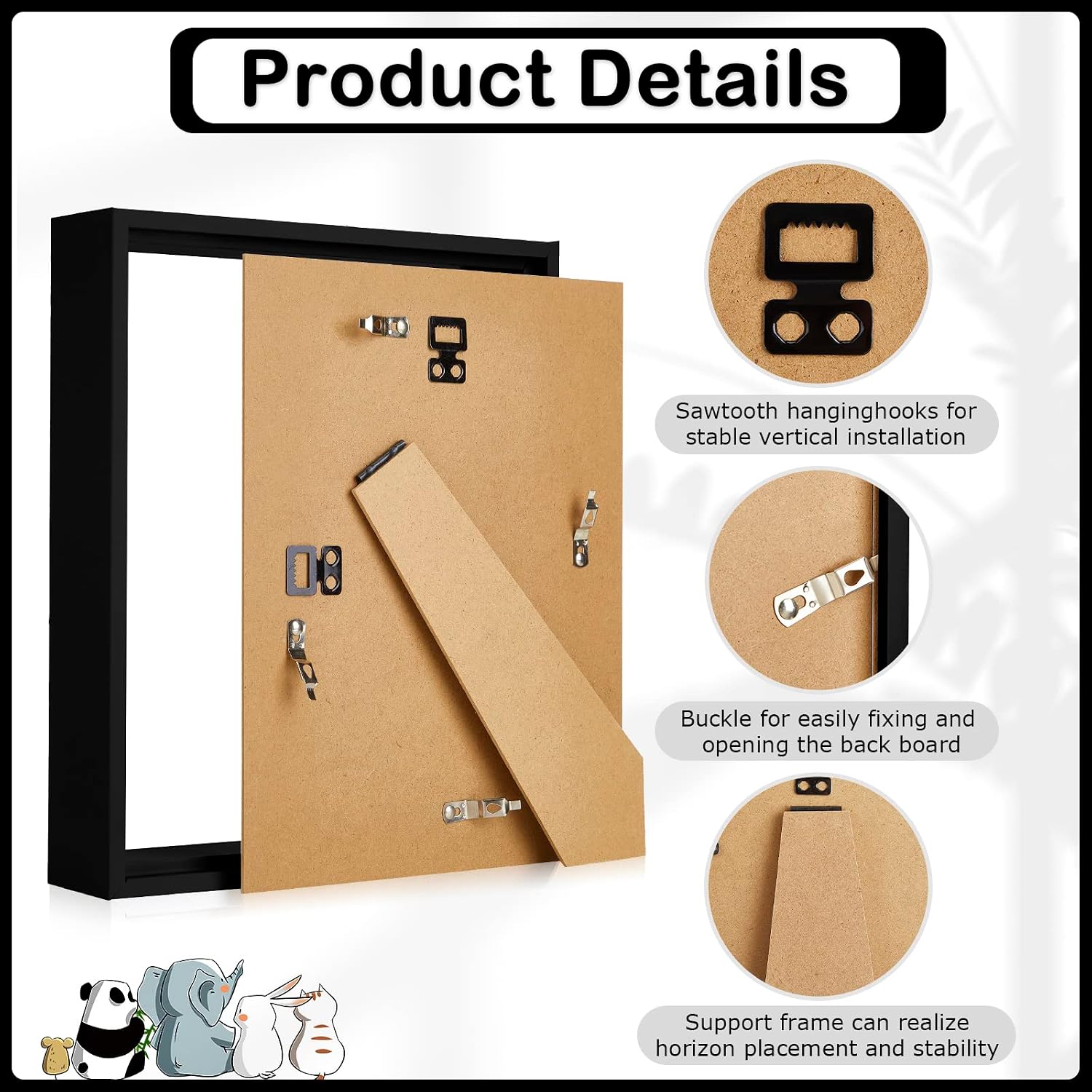 6 Pieces Shadow Box Picture Frame Square Shadow Boxes Display Cases for Sports Memorabilia Wedding Memories Crafts Pins