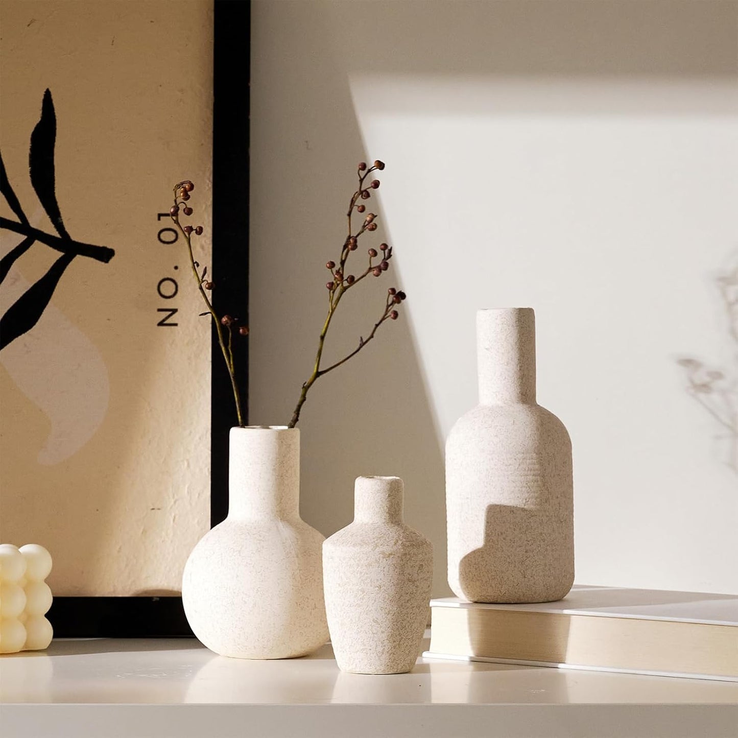 Ceramic Vase / Beige / Set of 3