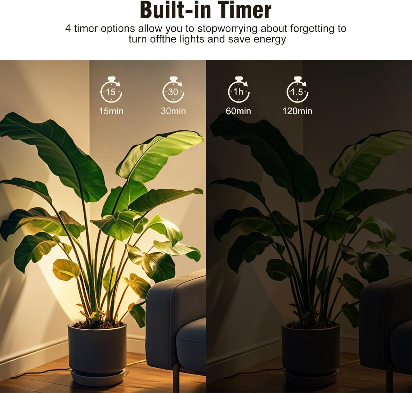 Powfloven 2 Pack Uplights Indoor Battery Operated, Wireless Uplighting | USB Charging, Remote, Timer, 3 Color