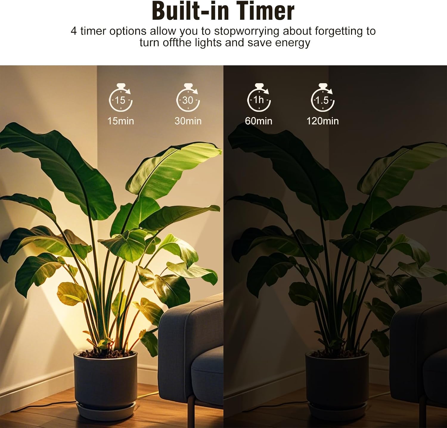 Powfloven 2 Pack Uplights Indoor Battery Operated, Wireless Uplighting | USB Charging, Remote, Timer, 3 Color