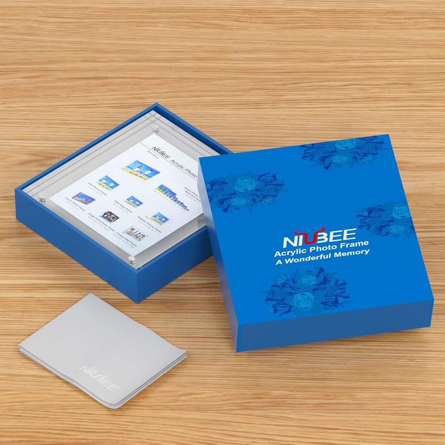 NIUBEE Acrylic Photo Frame 8x10,Clear Picture Frame 20% Thicker Block | Shatterproof &Safe, 95% High Transparency, UV