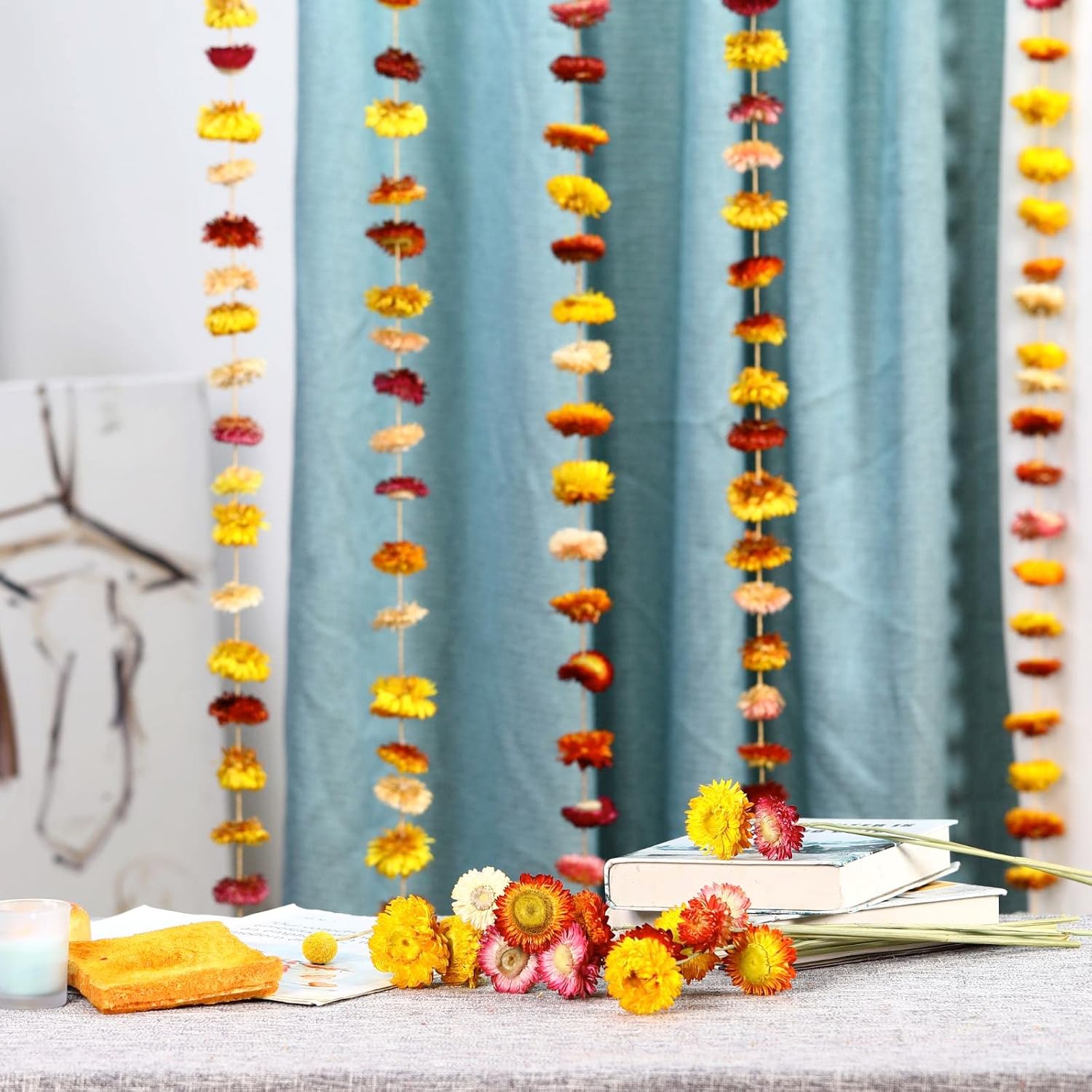 Dried Flowers Garland Real Daisy Sunflower Garlands Dry Flower Chain / 6.6 Inch