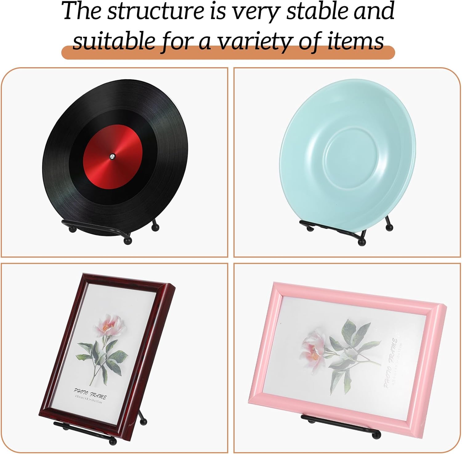 Small Metal Plate Holder Display Stands / Black / 2.5 Inch / Set of 6