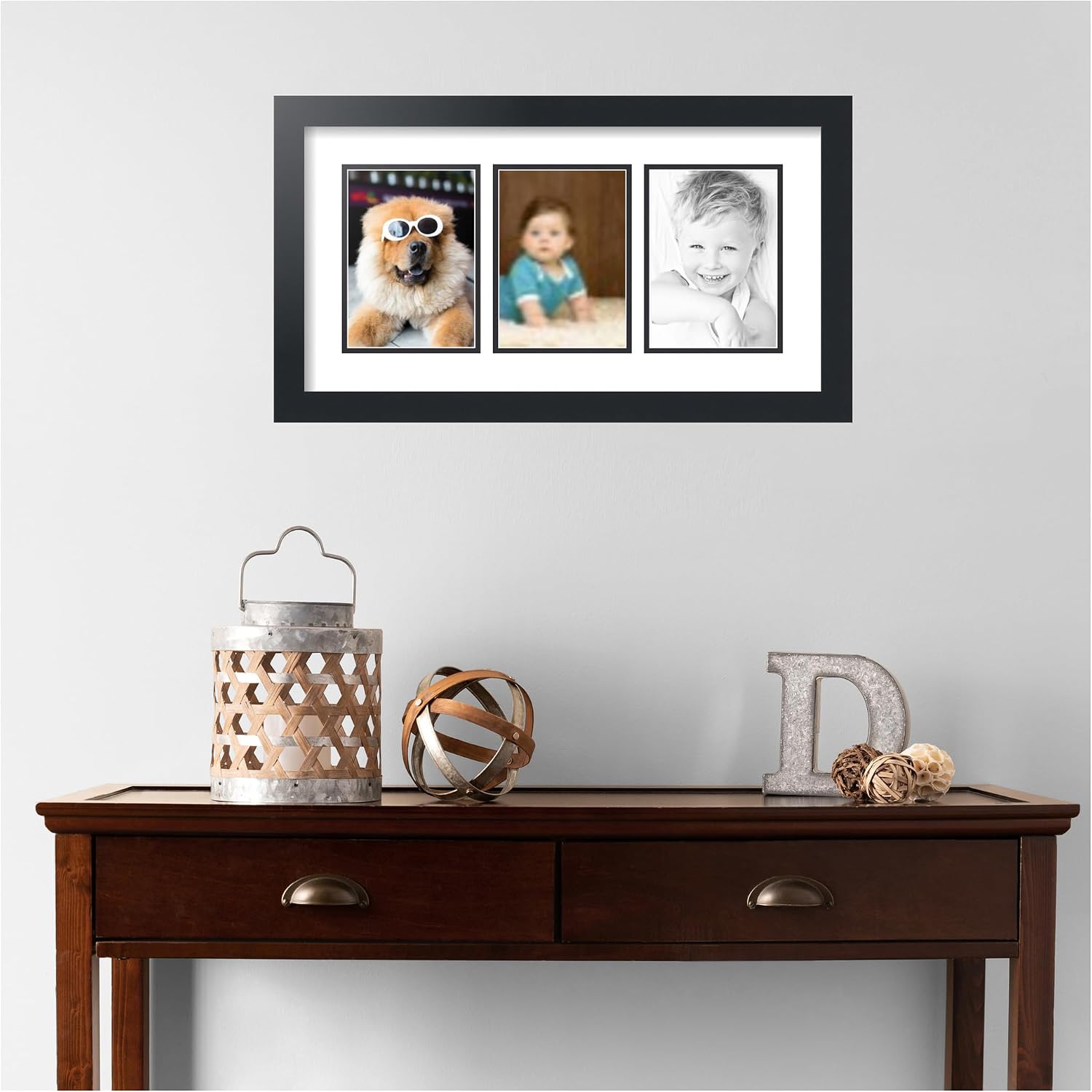ArtToFrames Collage Picture Frame 3 Opening 3-5x7 Photo Frame | Made in USA | Black Frame Crisp and Black Mats | Wall