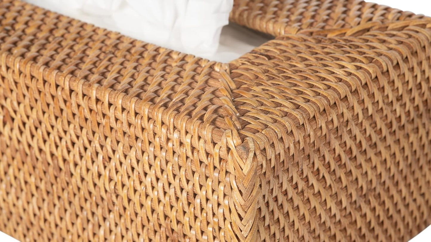 Loma Rectangular Rattan Tissue Box Cover / Brown