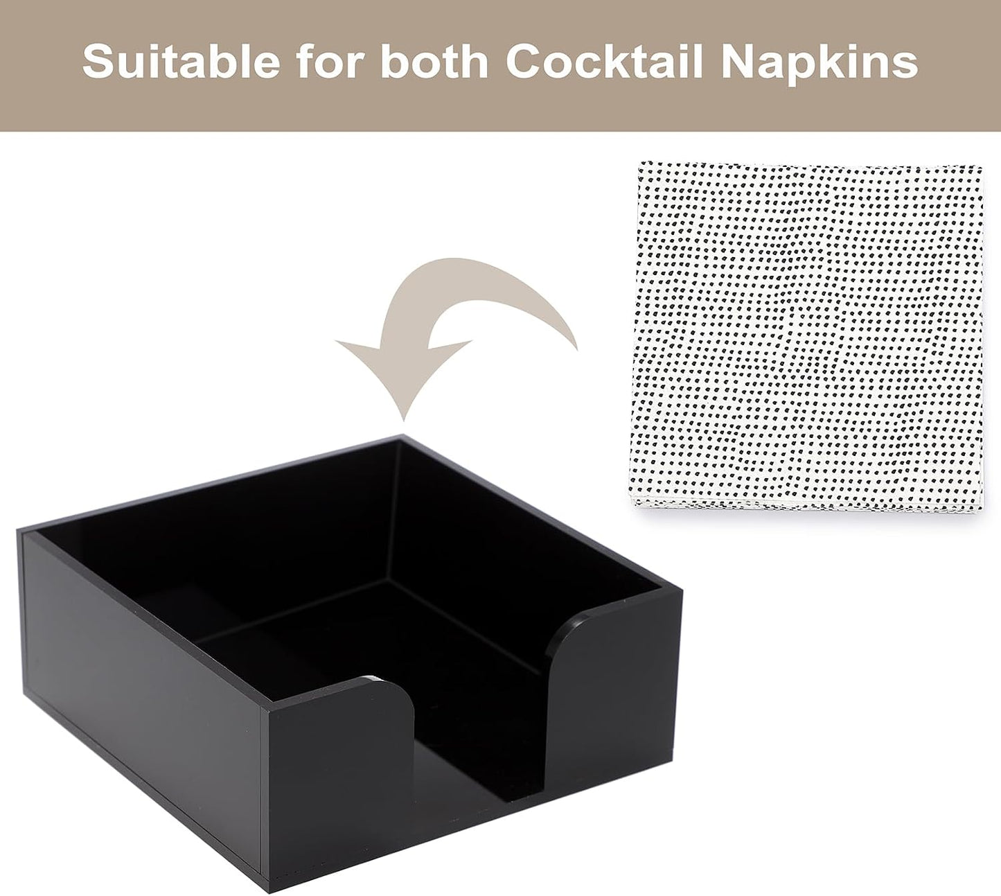 Square Acrylic Napkin Holder / Cocktail / Black