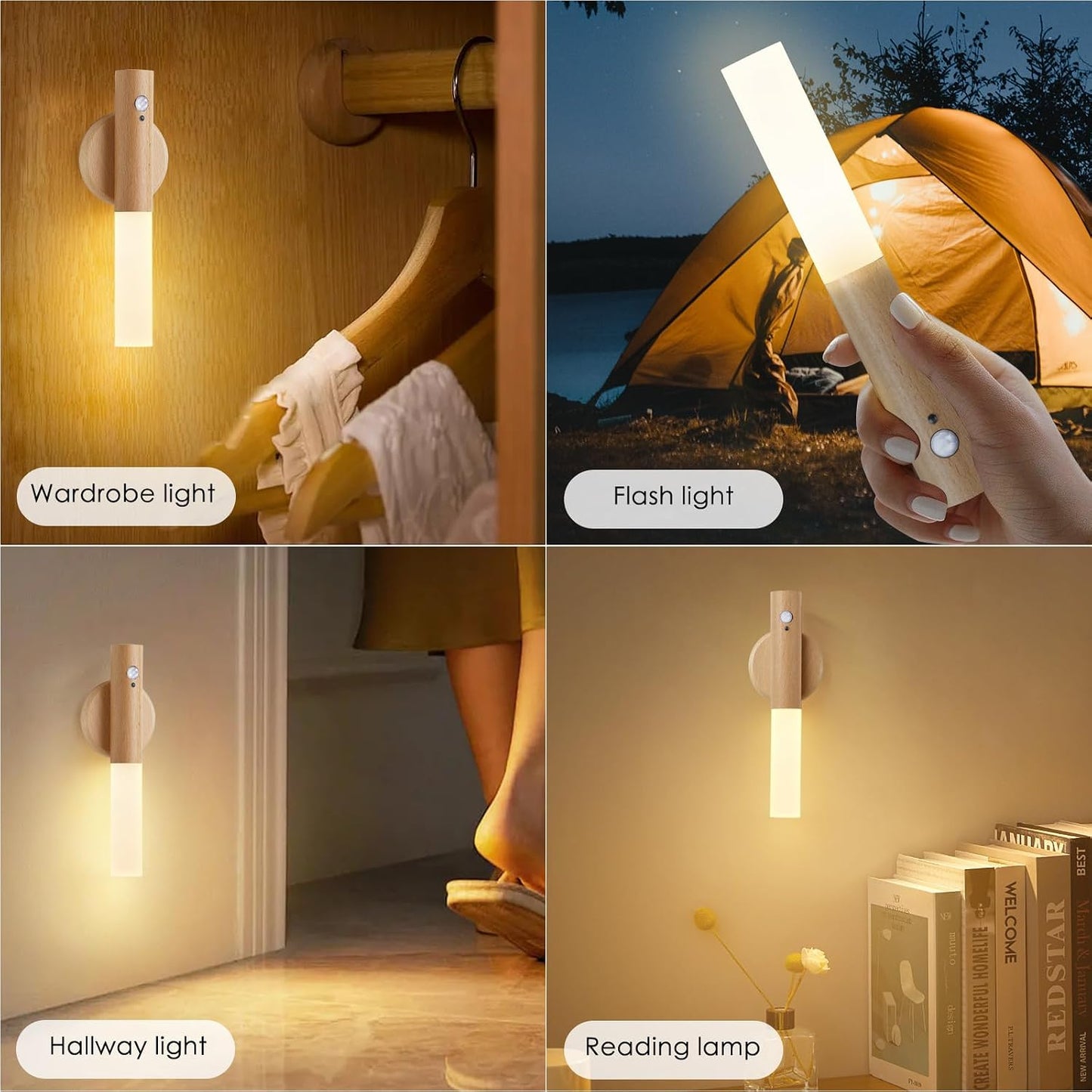 Montford Wall Sconces Set of Two Battery Operated, Motion Sensor Night Light Magnetic Wall Light Rechargeable Wall