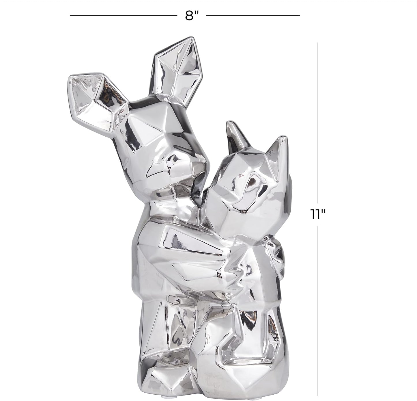 Deco 79 Porcelain Dog Cubist Sculpture / Silver / 8 x 5 x 12