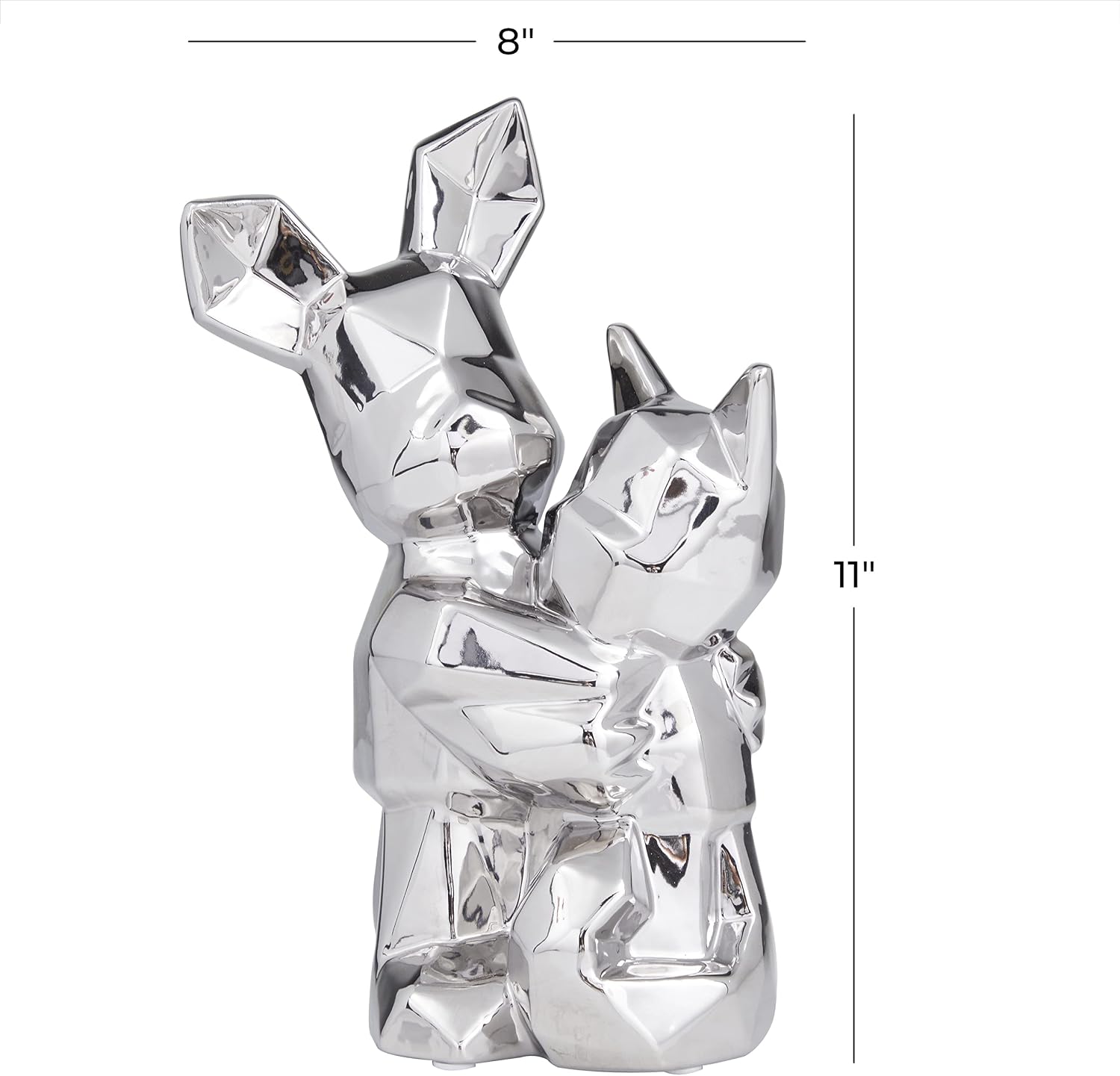 Deco 79 Porcelain Dog Cubist Sculpture / Silver / 8 x 5 x 12
