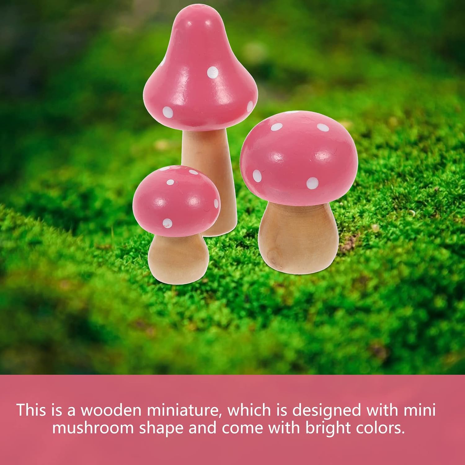 Mushroom Miniature Figurines Mini Wooden Mushrooms Fairy Garden Accessories Flower Pots / Set of 3