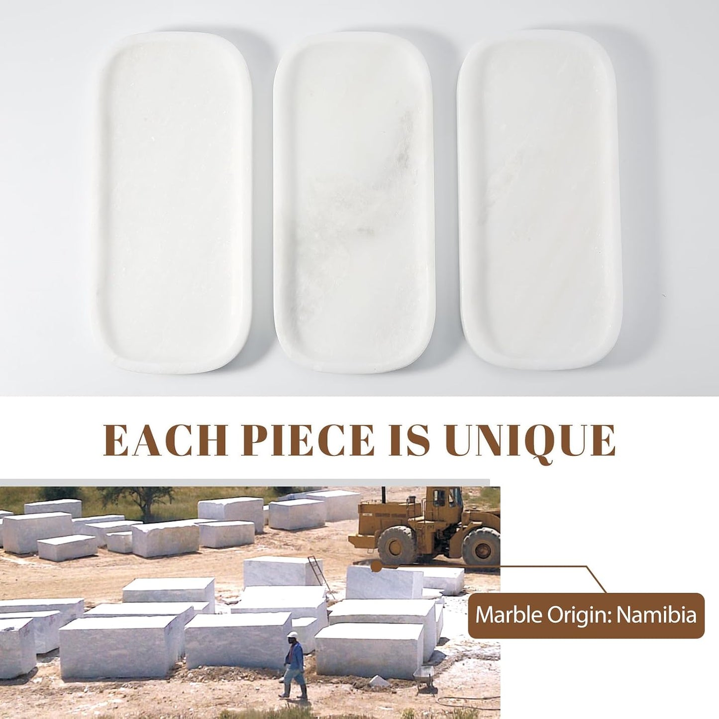 Marble Tray / Marble Vanity Tray / 10 x 4.72 / Namib Bianco