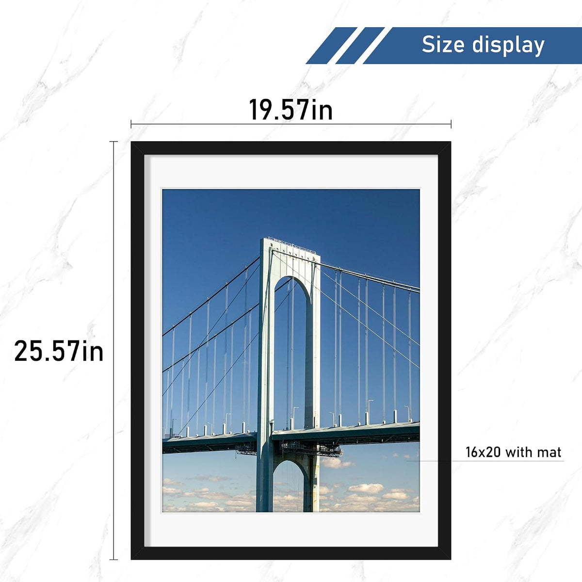 Wiscet 18x24 Poster Frame Set of 4, for Wall Mounting, Black | Display Picture 16x20 with Mat or 18x24 without Mat