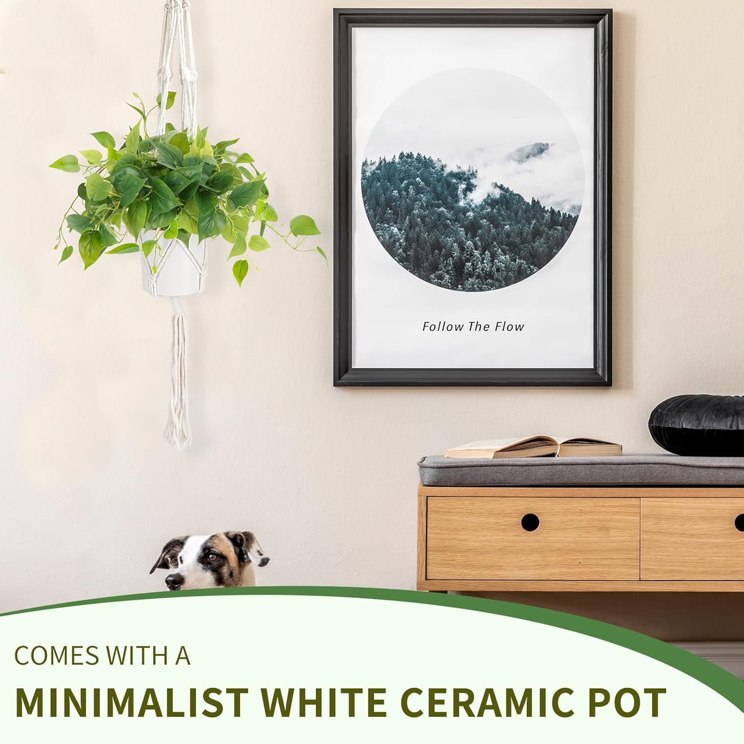 Faux Plants Indoor / White Ceramic Pot