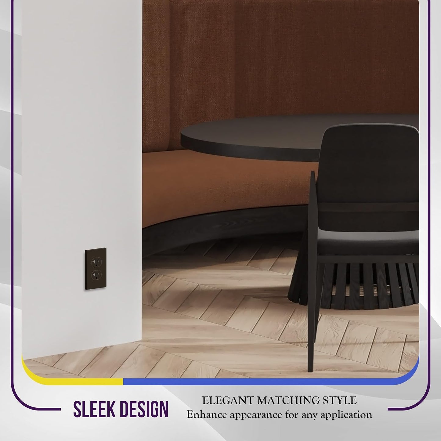 ENERLITES SI8821-BR Duplex Outlet Receptacle Cover, Screwless Wall Plate, Standard Size, 1-Gang 4.68" x 2.93"