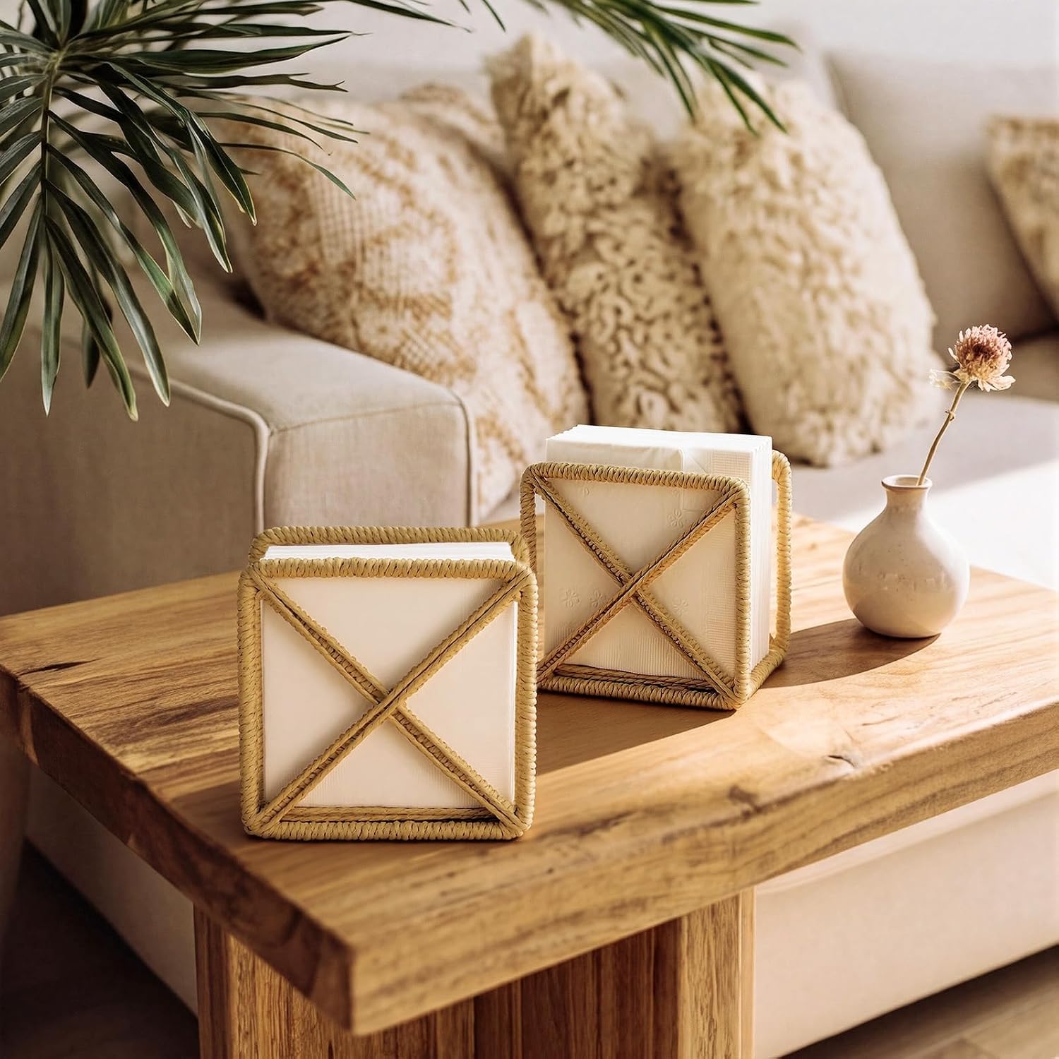 Rattan Napkin Holder Square Wicker Napkin Holder / Set of 2